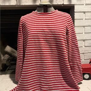 J. Jill Red and Gray Striped Top